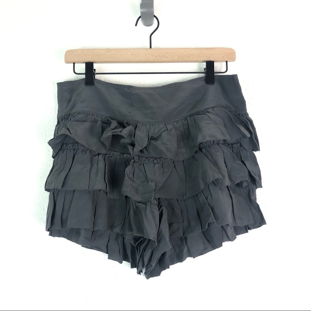 Alice + Olivia Ruffled Silk Shorts Gray Y2K sz6